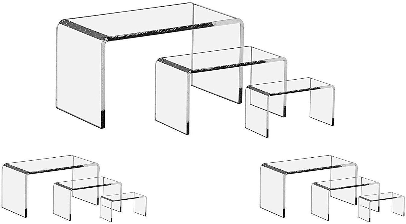 FlanicaUSA 9 Pieces Set - Clear Acrylic Display Riser Set, Acrylic Display Stand 