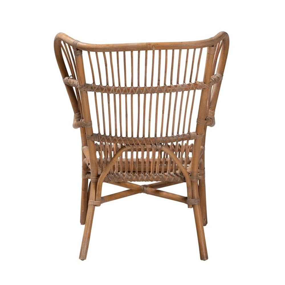 Baxton Studio Lamaria Modern Bohmenian Natural Brown Antique Rattan Armchair