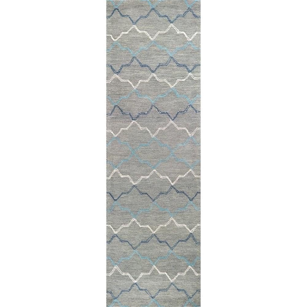 Alora Decor Cascade 2'6&quot; X 8' Gray/Natural/Gray/Aqua Hand-Tufted Area Rug