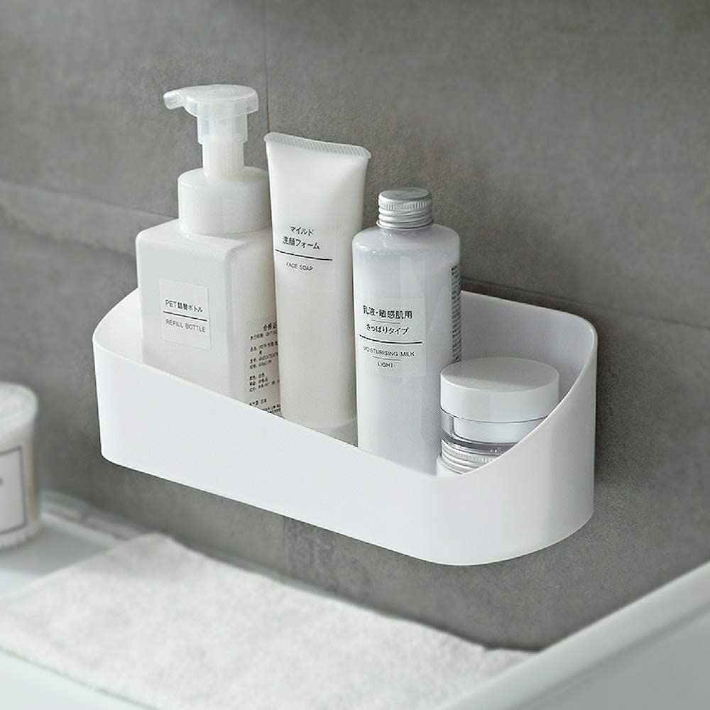 SUNFICON Adhesive Shower Caddy Wall Mounted Bathroom Shelf Organizer Storage Rack No Drilling Shower Shelf Bath Essentials Shamp