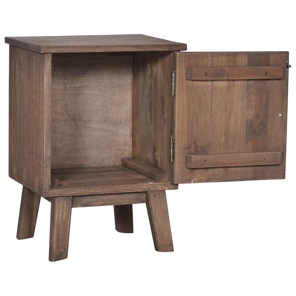 vidaXL Solid Teak Wood Bedside Cabinet - Rustic Colonial-Style Nightstand with Spacious Storage, Natural Finish, Easy Assembly