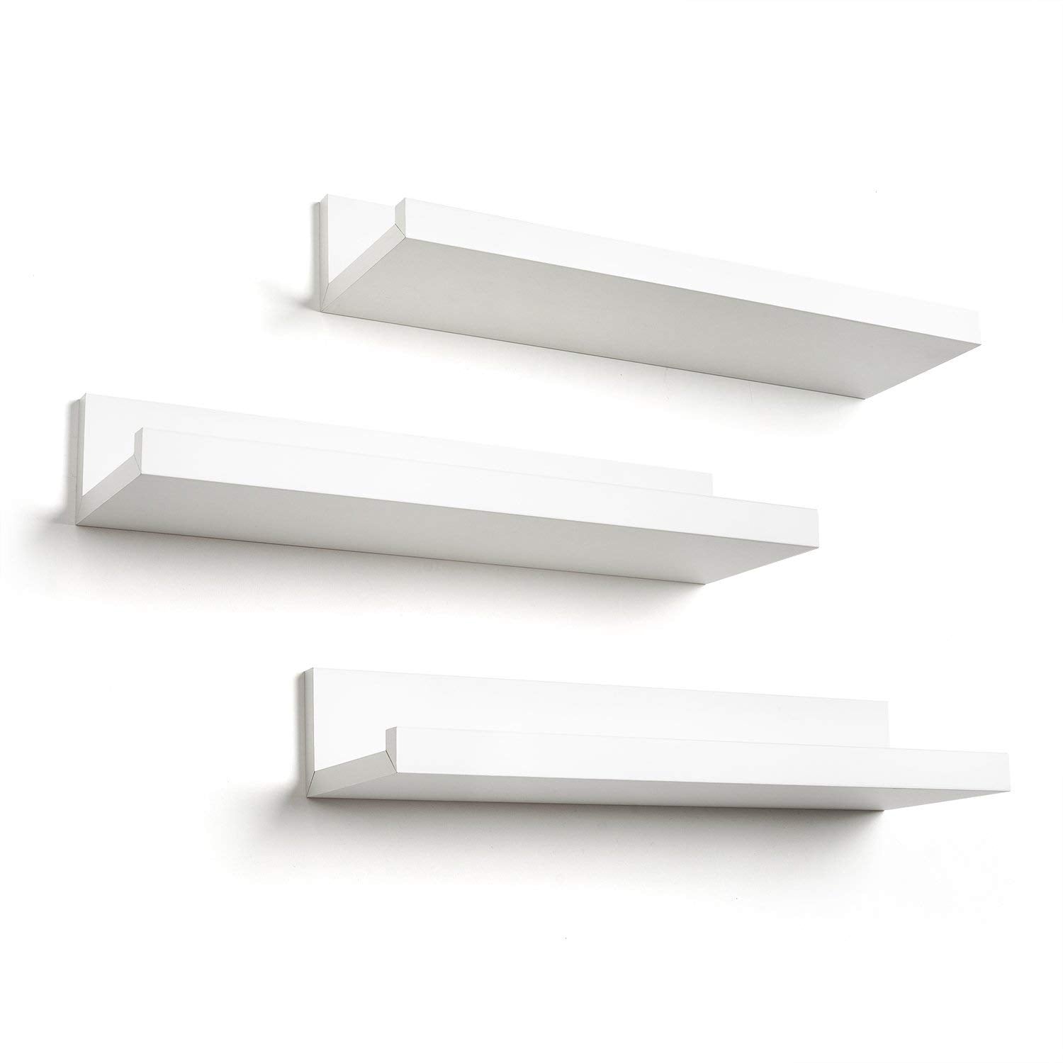 Americanflat 14'' White Floating Shelves for Wall Set of 3 - Engineered Wood Shelves for Wall Storage - Floating Shelves for Bed