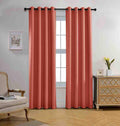 Miuco Blackout Curtains Room Darkening Curtains Textured Grommet Panels For Living Room 2 Panels 52X84 Inch Long Rust
