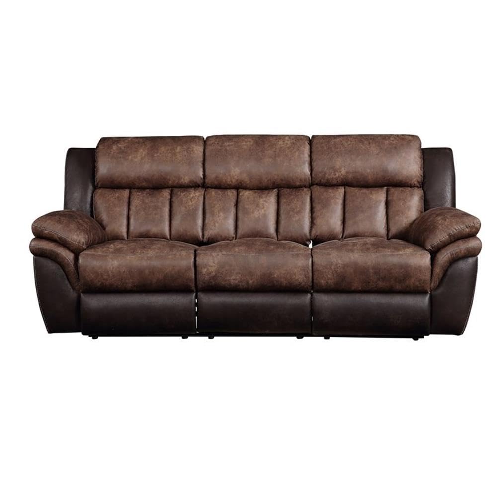 Acme Jaylen Sofa (Motion) In Toffee And Espresso Polished Microfiber