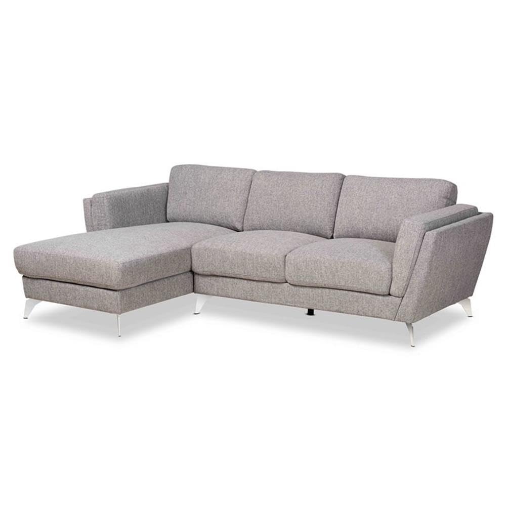 Baxton Studio Mirian Grey Fabric Sectional Sofa with Left Facing Chaise