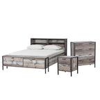 Os Home And Office Furniture Model Two Drawer Metal Frame And Legs Night Stand, Rustic Reclaimed Barnwood Laminate