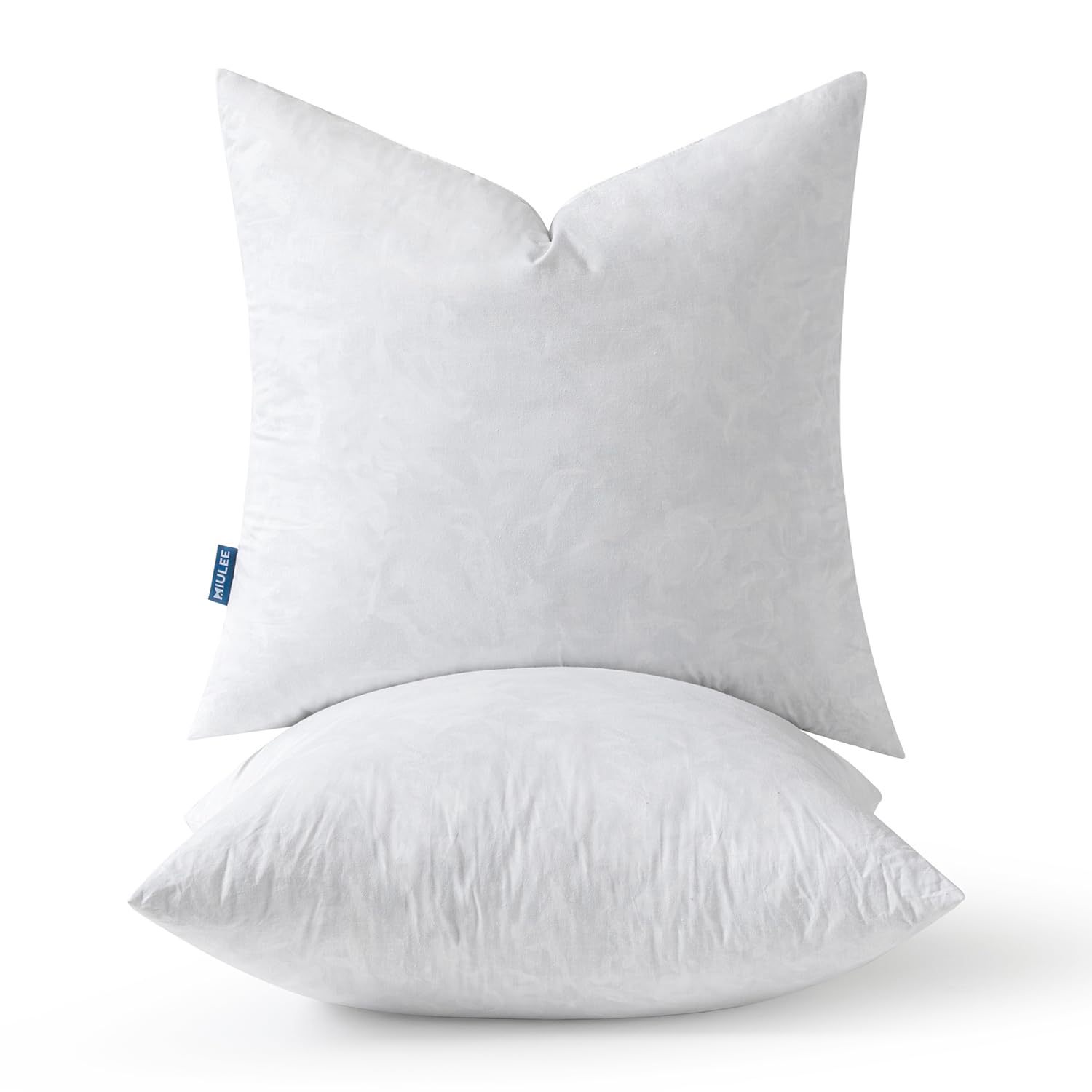 Miulee Pillow Inserts 18X18 Inch Set Of 2, Polycotton Mix Feather Throw Pillow Inserts, 18 Inch Square Decorative Couch And Sofa