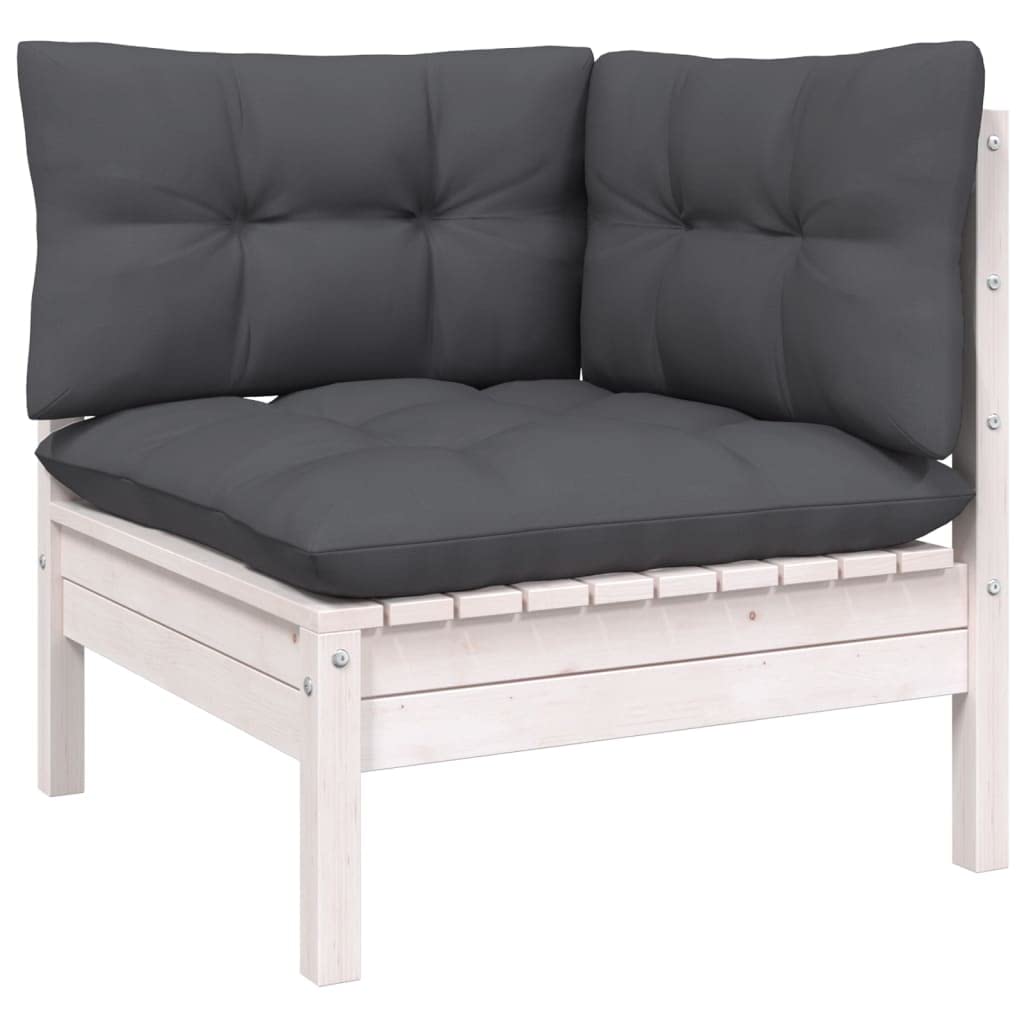 vidaXL Solid Pinewood Patio Lounge Set 6 Piece with Anthracite Cushions Garden Outdoor Lawn Yard Terrace Balcony Wooden Seat Seating Furniture