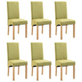 vidaXL Dining Chairs Set of 6 - Green Fabric Dining Room Chairs with Comfortable Seat and Backrest - Sturdy Wooden Frame