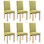 vidaXL Dining Chairs Set of 6 - Green Fabric Dining Room Chairs with Comfortable Seat and Backrest - Sturdy Wooden Frame