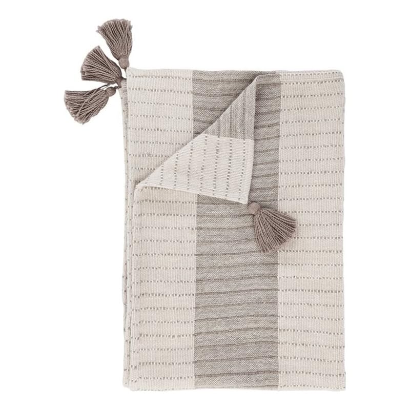 Kosas Home Kamia 50X70 Cotton And Linen Throw Blanket In Ivory/Sand Beige