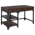 Acme Gorden Wooden Writing Desk with Shelves in Espresso Oak and Antique Black