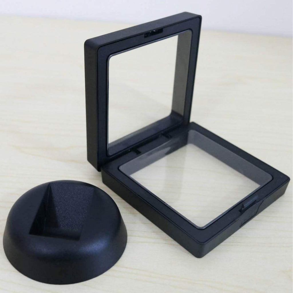 Set Of 2 Challenge Coins Display Stand, 3D Floating Clear Case, Jewelry, Specimen, Military Medal Holder Frame