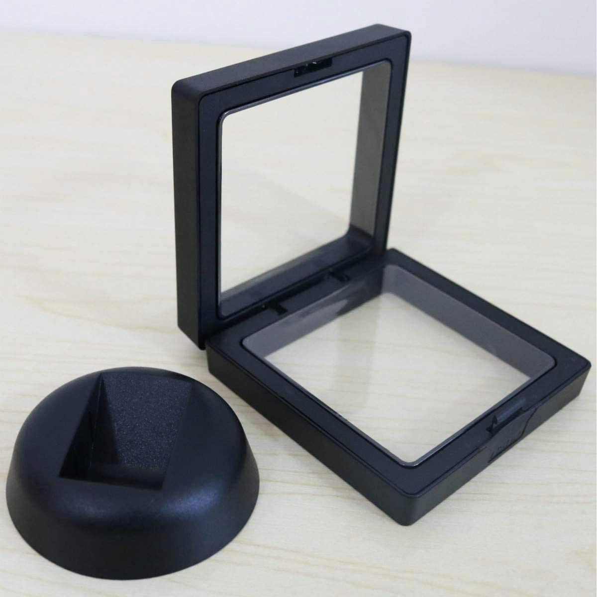 Set Of 2 Challenge Coins Display Stand, 3D Floating Clear Case, Jewelry, Specimen, Military Medal Holder Frame