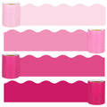 Whaline 65.6Ft Valentine'S Day Bulletin Board Borders 4 Rolls Pink Series Die-Cut Bulletin Board Strips Colorful Rolled Bulletin