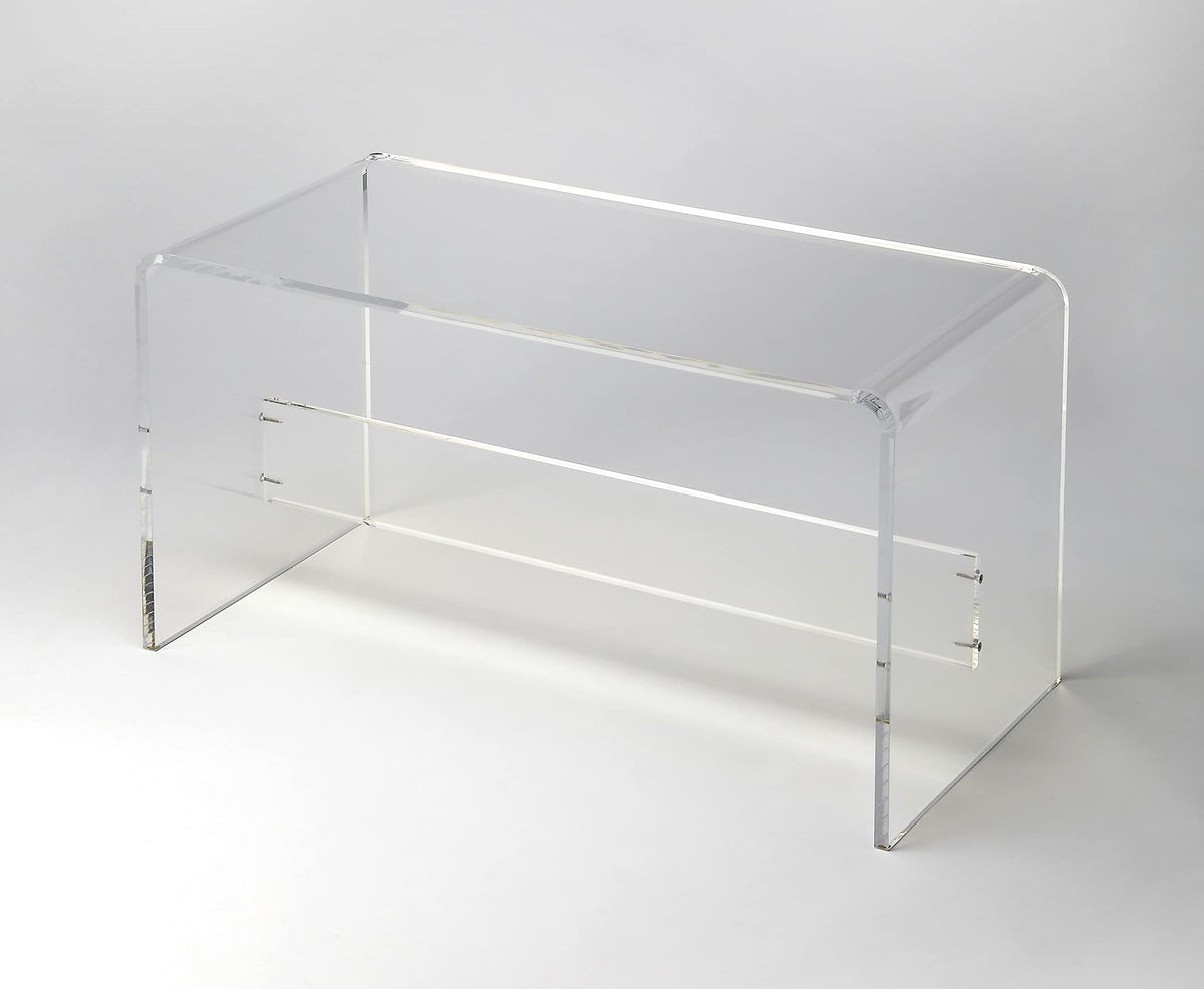 HomeRoots Clear Acrylic Clear t15/13 mm Modern Chic Acrylic Bench