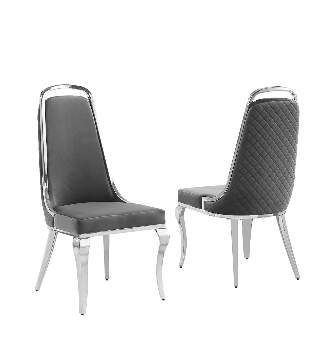Best Quality Furniture SC310-317 Dining Chairs, Dark Gray/Silver
