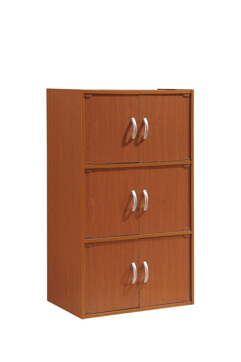 Hodedah 3-Shelf Bookcase Cabinet, Cherry