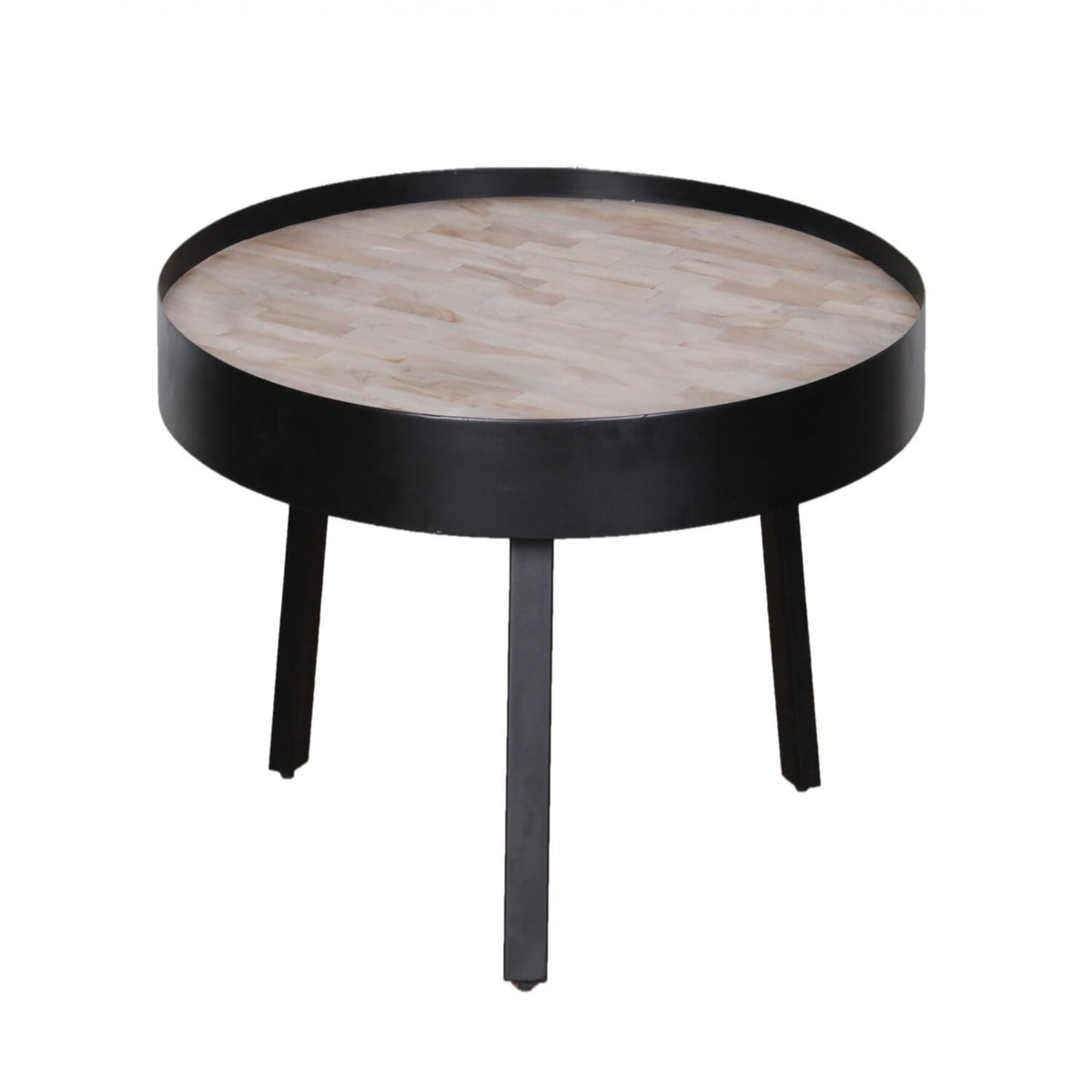 HomeRoots 21' Round Modern Industrial Multi Grain Coffee Table