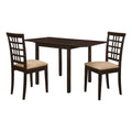 Coaster Furniture Kelso 3-Piece Drop Leaf Cappuccino and Tan Dining Set 190821-S3
