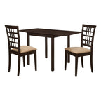 Coaster Furniture Kelso 3-Piece Drop Leaf Cappuccino and Tan Dining Set 190821-S3