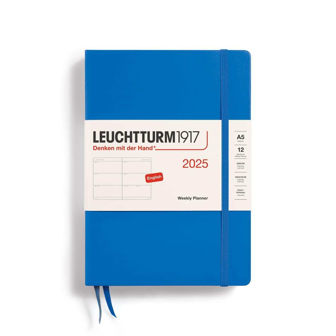 Leuchtturm1917 - Weekly Planner 2025, Hardcover, Medium (A5), Sky (Jan 1 - Dec 31, 2025)