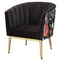 Acme Colla Velvet Upholstery Accent Chair with Tufted Back in Black and Gold