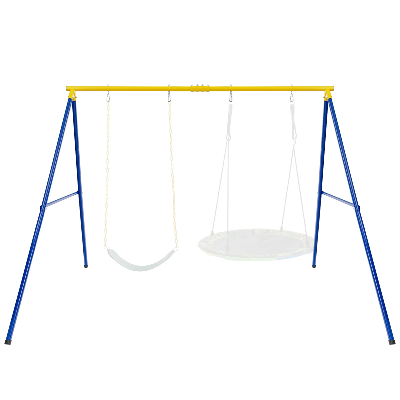 Costzon 550lbs Metal Swing Sets for Backyard, Heavy Duty Full Steel Swing Frame Extra Large A-Frame Stand w/Ground Stakes, Adjus