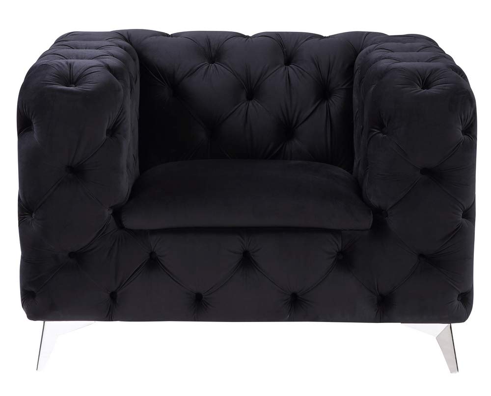 Acme Phifina Button Tufted Velvet Upholstery Chair in Black