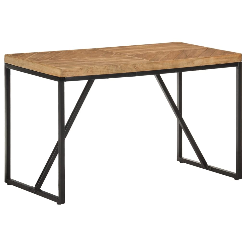 vidaXL Solid Acacia and Mango Wood Dining Table, Industrial Look, Handcrafted with Chevron and Mosaic Design, Stable Steel Legs - 78.7&quot;x35.4&quot;x29.9&quot;, Brown White