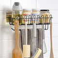 Zomoza Self Adhesive Wall Mounted Kitchen Storage Hanging Rack Basket with Tissue Holder and Kitchen Towel Holder Wardrobe Hangi