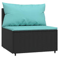 vidaXL Black Patio Middle Sofas with Cushions - Made from Poly Rattan for Outdoor Use, Configurable Seating for Garden, Deck, Pa