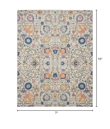 HomeRoots Ivory/Multi 100% Polypropylene 7’ x 10’ Ivory and Multicolor Floral Buds Area Rug
