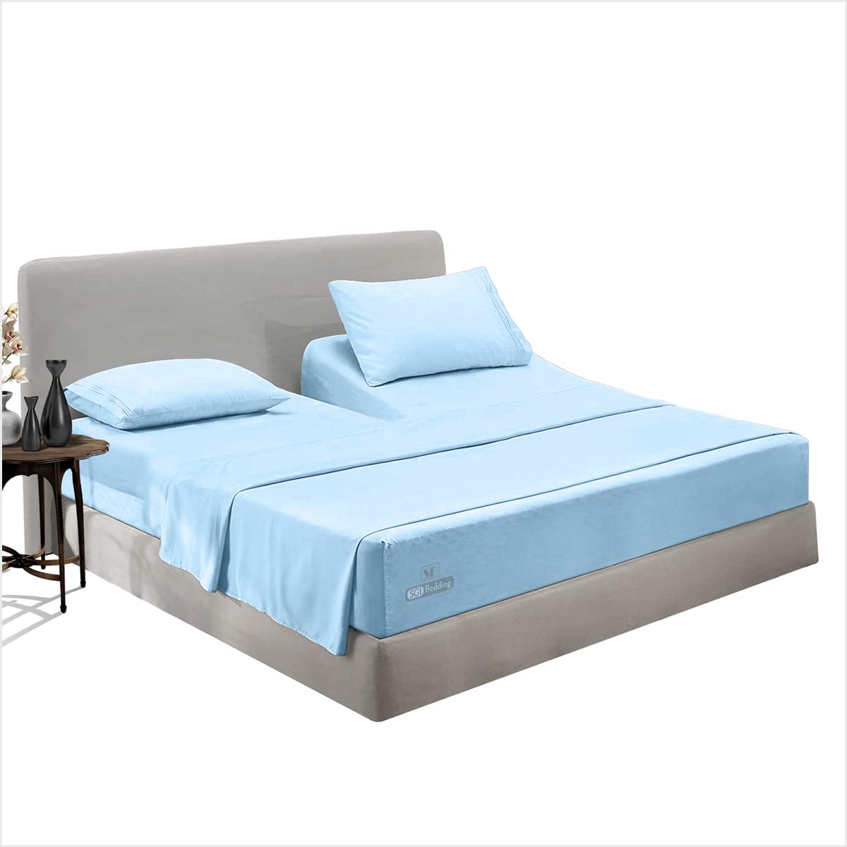 Sgi Bedding 36' Queen Split Top Flex Head Sheet Set 1800 Microfiber Threads Flex Top Sheet For Adjustable Bed 4 Pcs Sheet Set 1