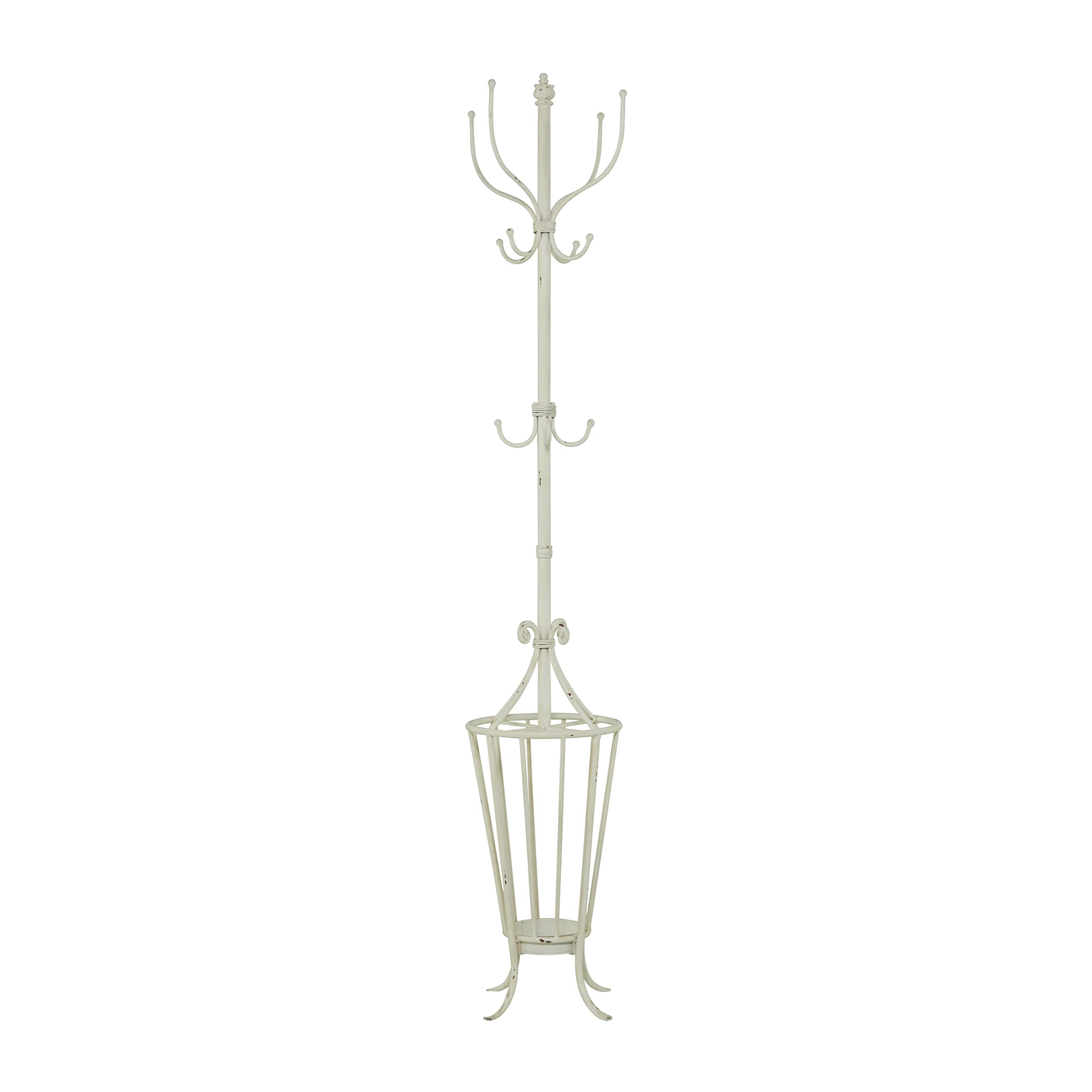 Deco 79 Metal Coat Rack, 15'' x 15'' x 72'', White