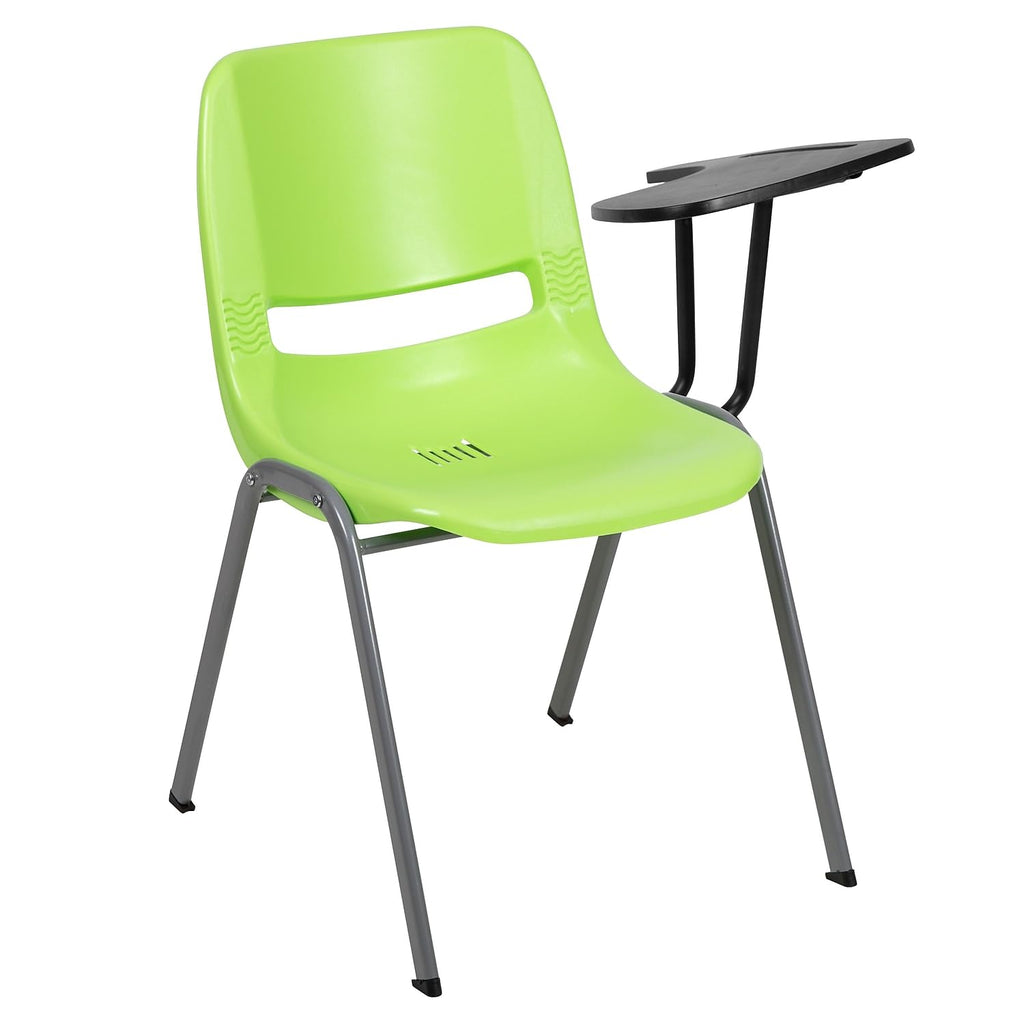 Flash Furniture Hercules Series 880 Lb. Capacity Green Ergonomic Shell Stack Chair With Gray Frame (Pack Of 1)