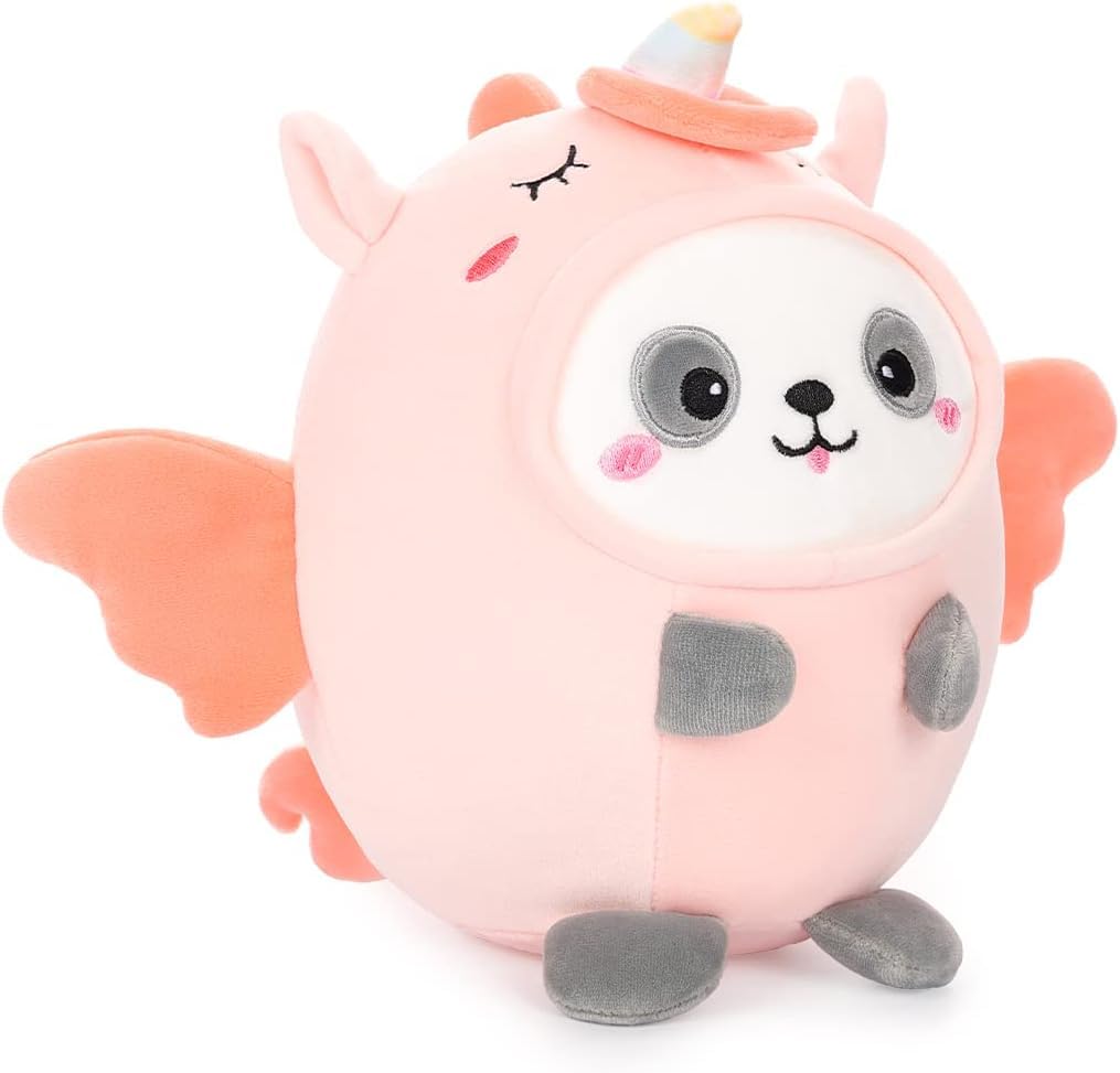 Lombee 12' Cute Plush Pillow Stuffed Animal, Soft Kawaii Plushie Gift For Kids (Panda Uni)