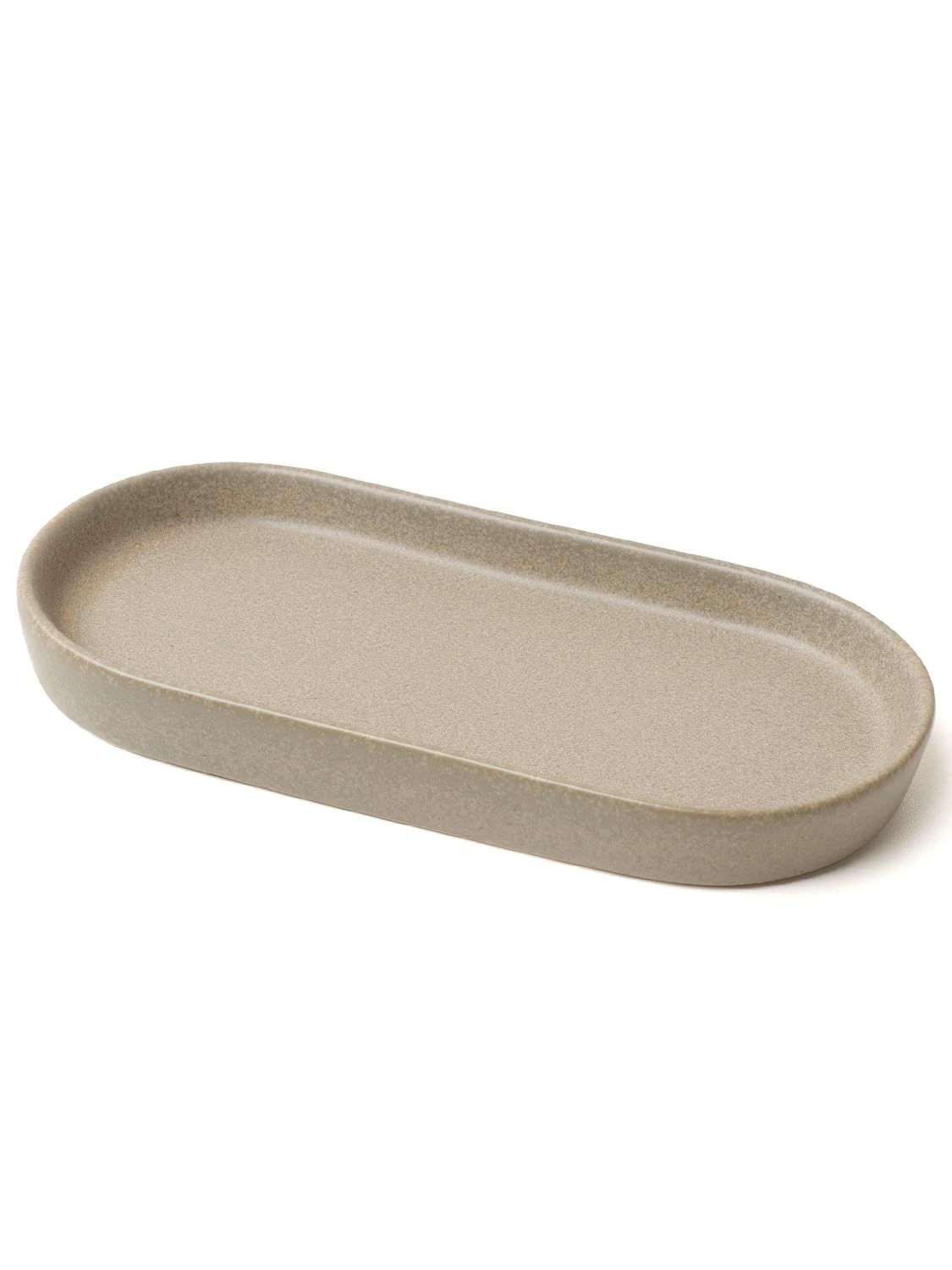 SHIIANN Matte Taupe Ceramic Bathroom Tray, Minimalist Vanity Organizer Dish