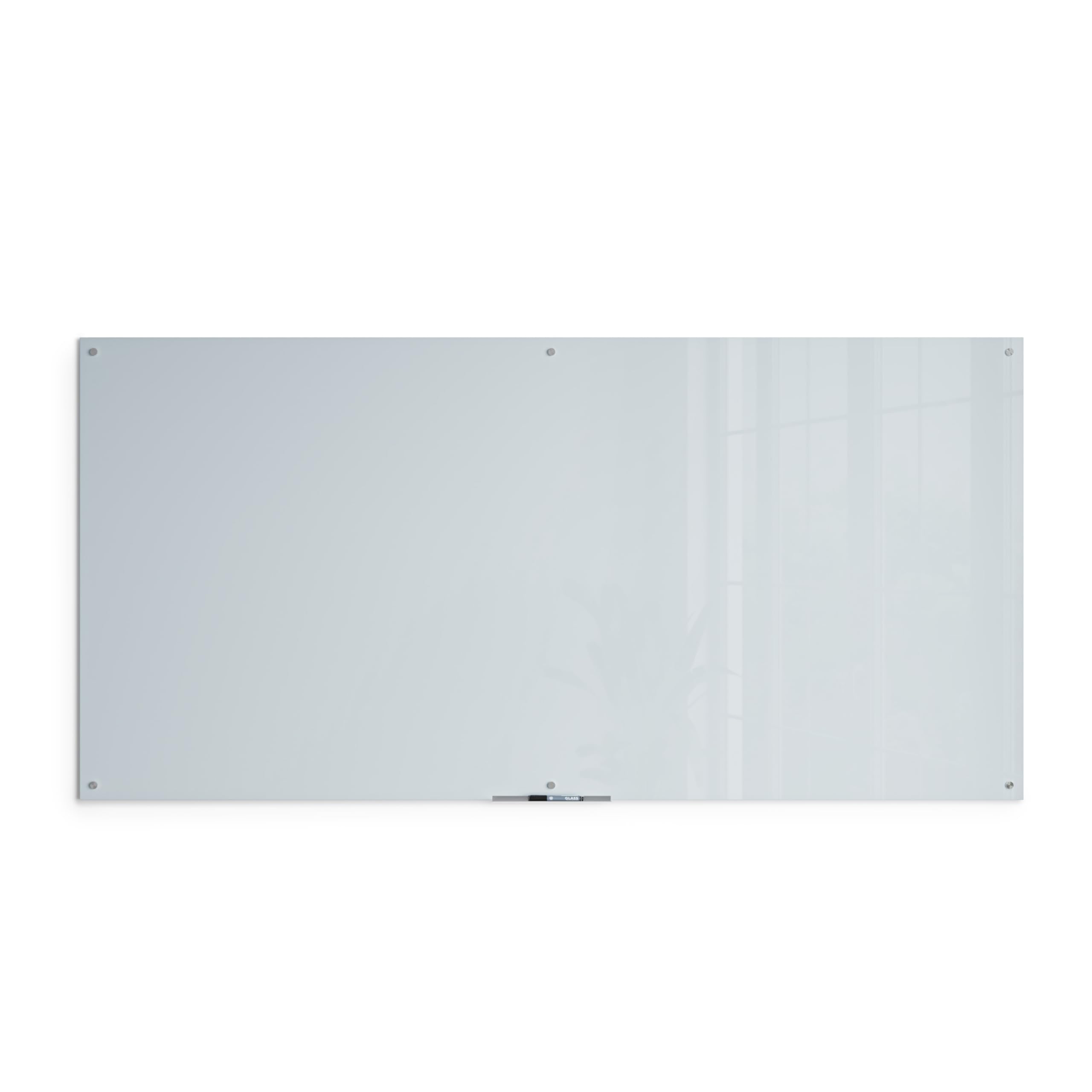 U Brands Glass Dry Erase Board, 96'X47', White Frosted Surface With Silver Grommets, Frameless, Includes Marker
