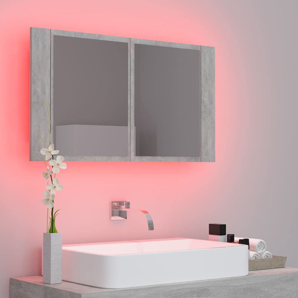 vidaXL LED Bathroom Mirror Cabinet Concrete Gray 31.5&quot;x4.7&quot;x17.7&quot;