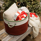 Colonial Mills Donner Accent Stripe Christmas Decorative Braided Basket, 16&Quot;X16&Quot;X12&Quot;, Sleigh Red