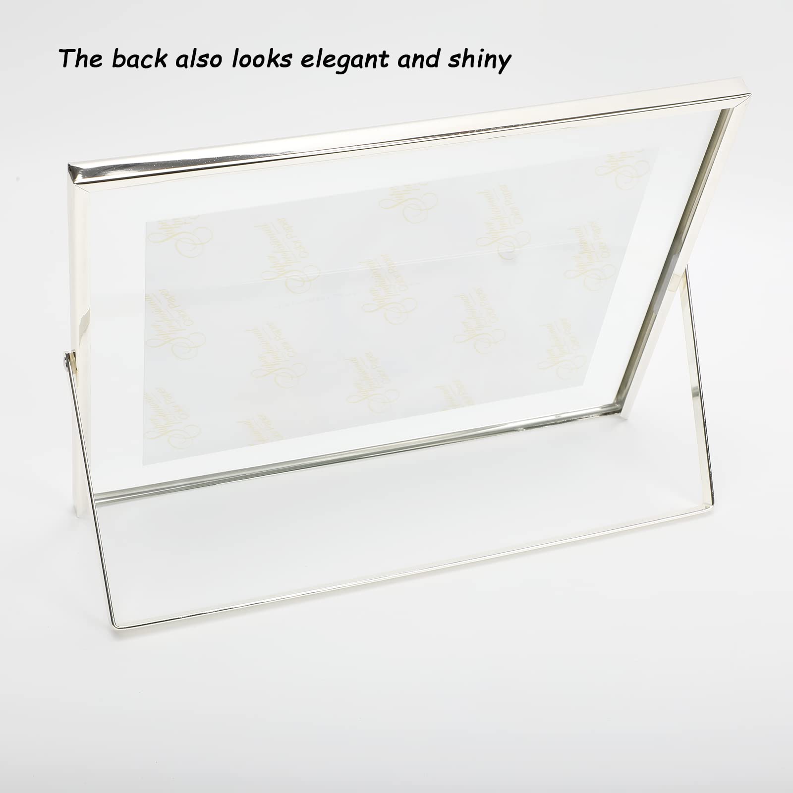 Ahago Silver Floating Frame(8''  10'', Horizontal), For Picture Sizes 7X9, 6X8, 5X7, Tabletop Shelf Photo Frames, Classy Gift Fo