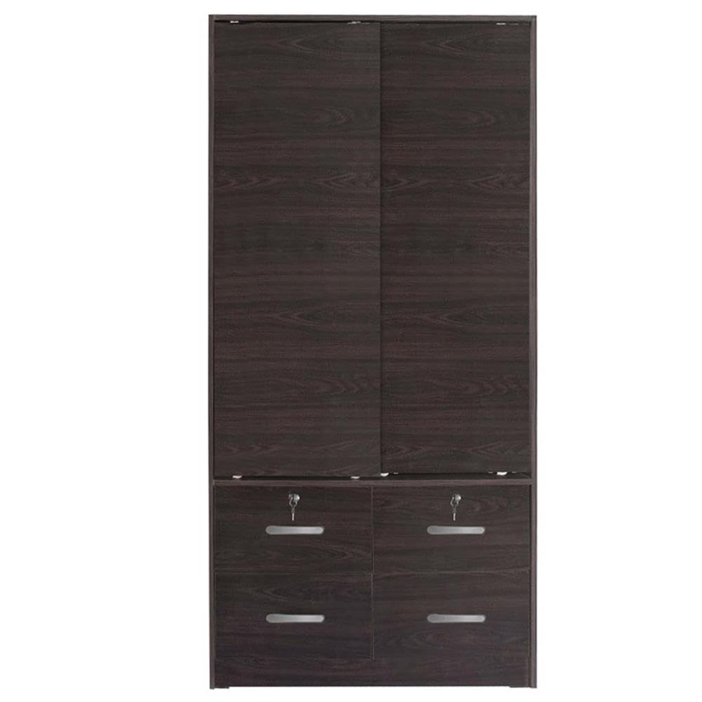 Better Home Products Sarah Modern Wood Double Sliding Door Armoire in Tobacco