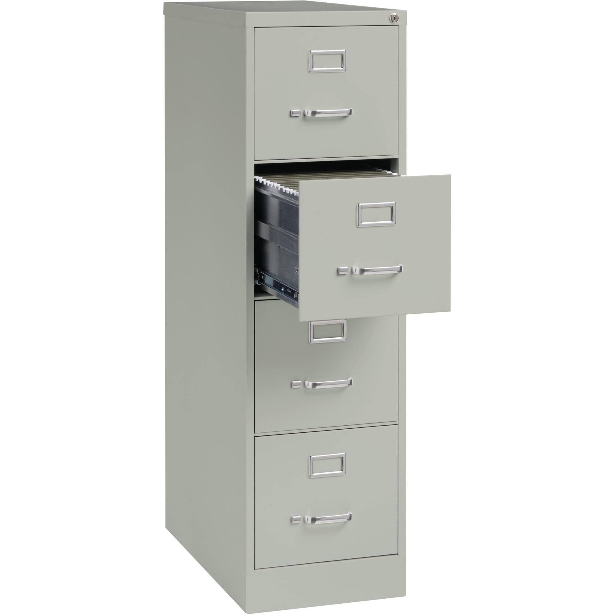 Lorell 4-Drawer Vertical File with Lock, 15 by 26-1/2 by 52-Inch, Light Gray