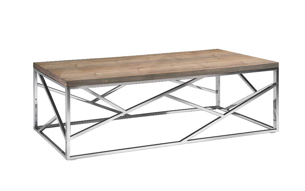 HomeRoots 15' Walnut Veneer and Steel Decorative Accent Coffee Table