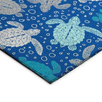 Addison Rugs Surfside Asr43 Blue 8' X 8' Indoor Outdoor Round Rug, Easy Clean, Machine Washable, Non Shedding, Bedroom, Living R