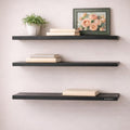ELANITH Modern Floating Wall Shelf Set, Black Mete, 16 Inches Length, 5.78 Inches Depth, Contemporary Home Decor, Display Shelve