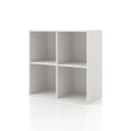 Homes: Inside + Out Apexa 4 Cube Storage Organizer Shelves, Stackable Wood Bookcase Fits Cubby Bins For Organization, Dorm Teen Room Decor & Home Office, White