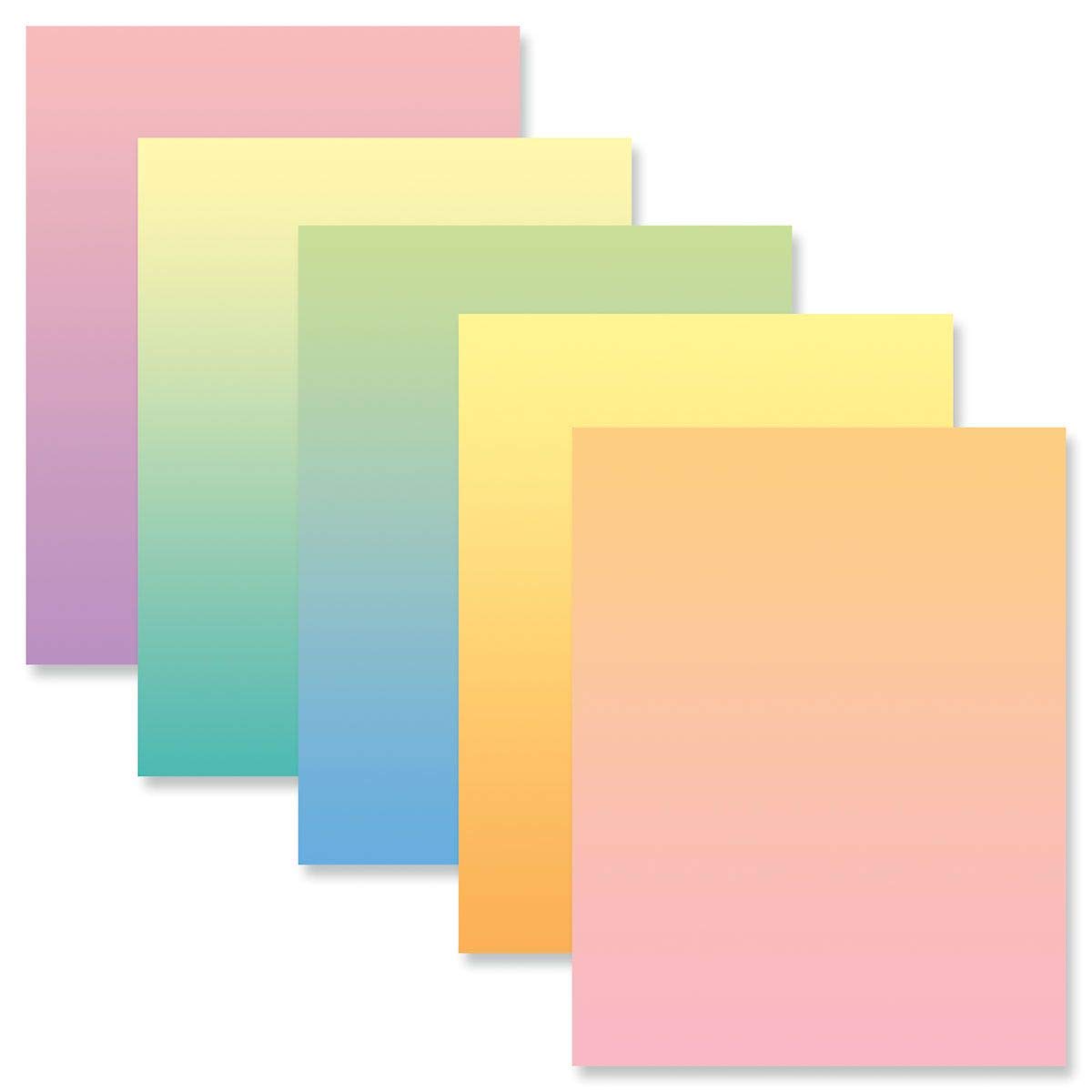 Ombre Pastel Letter Papers (5 Colors) - Set Of 25 Sheets, Spring Easter Colors, 8 1/2' X 11', Pastel Gradient Flyers For Color