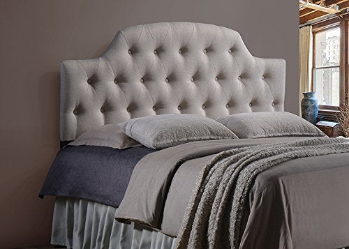 Baxton Studio Morris Modern and Contemporary Fabric Upholstered Button-Tufted Scalloped Headboard Beige/Twin